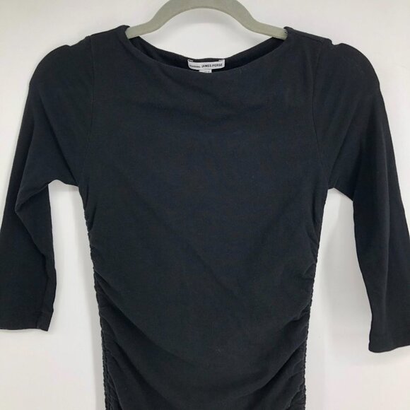 James Perse Black Ruched Midi Jersey Dress size 0/XS - Picture 5 of 16